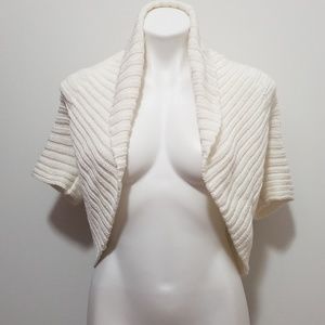 Trina Turk Off White Cable Knit Cropped Cardigan